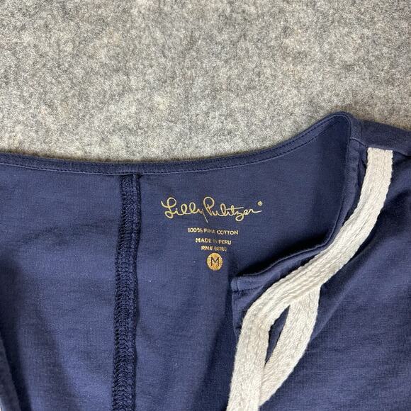 LILLY PULITZER Brewster Mini Dress Womens Medium Navy Blue White 11529 Vacation - Picture 5 of 7
